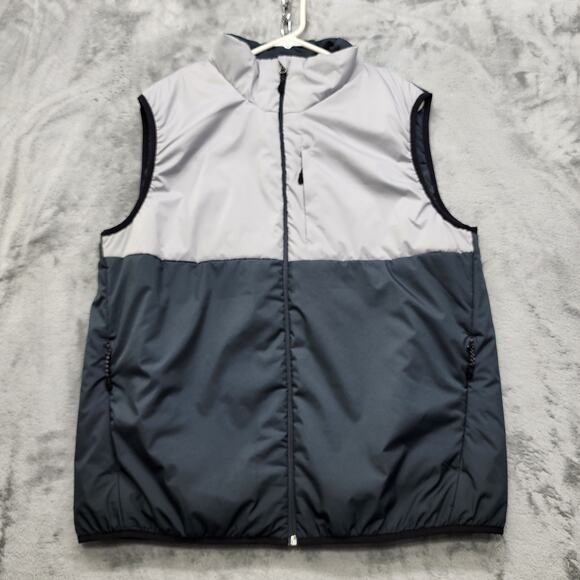 SwissTech Vest Mens L Gray Colorblock Sleeveless Full Zip Puffer Lightweight - Picture 1 of 11